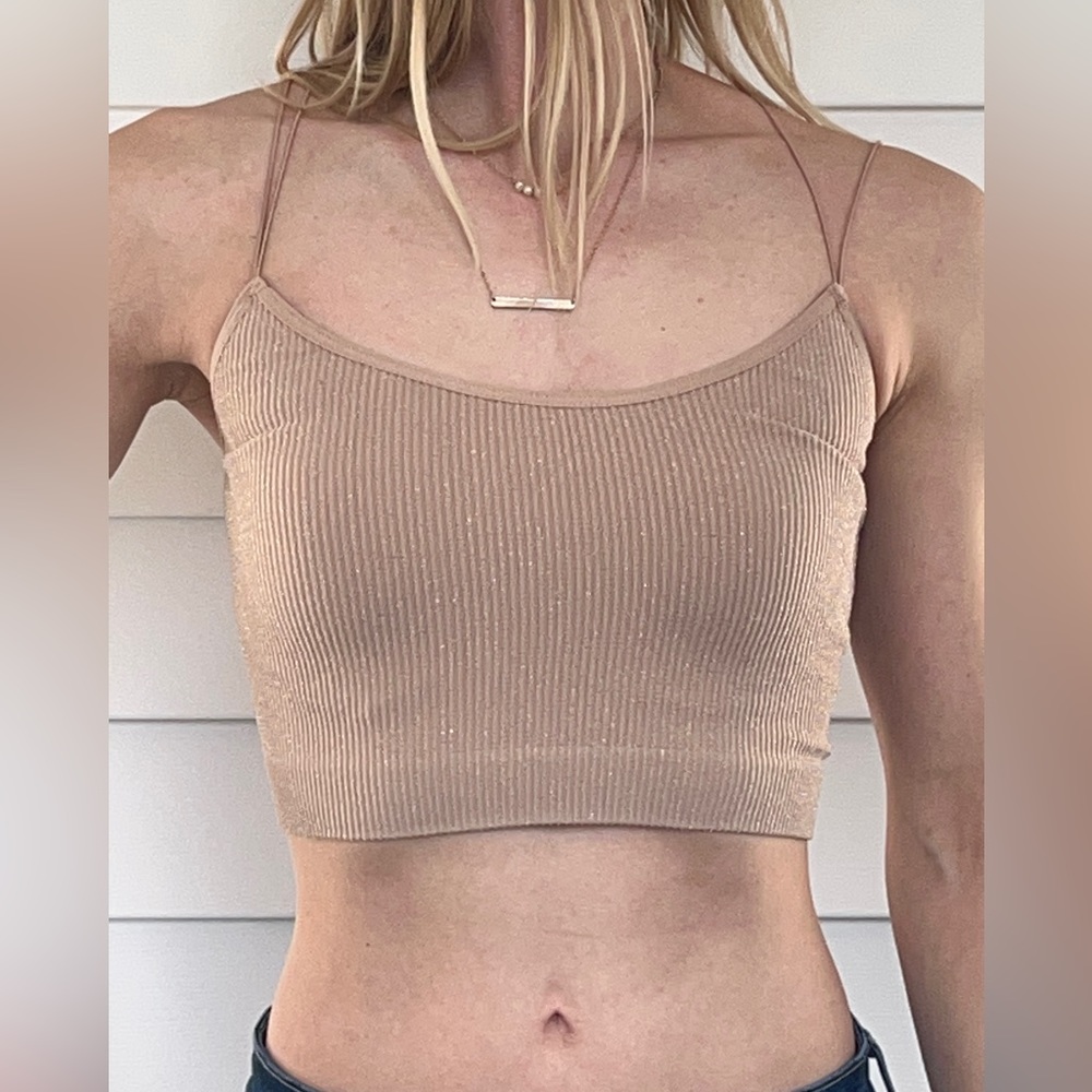 Tan Sparkle Crop Top